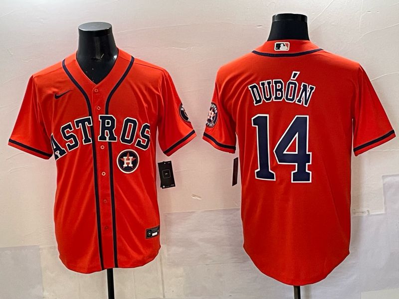 Men 2025 Houston Astros 14 Dubon Orange Nike MLB Jersey 06